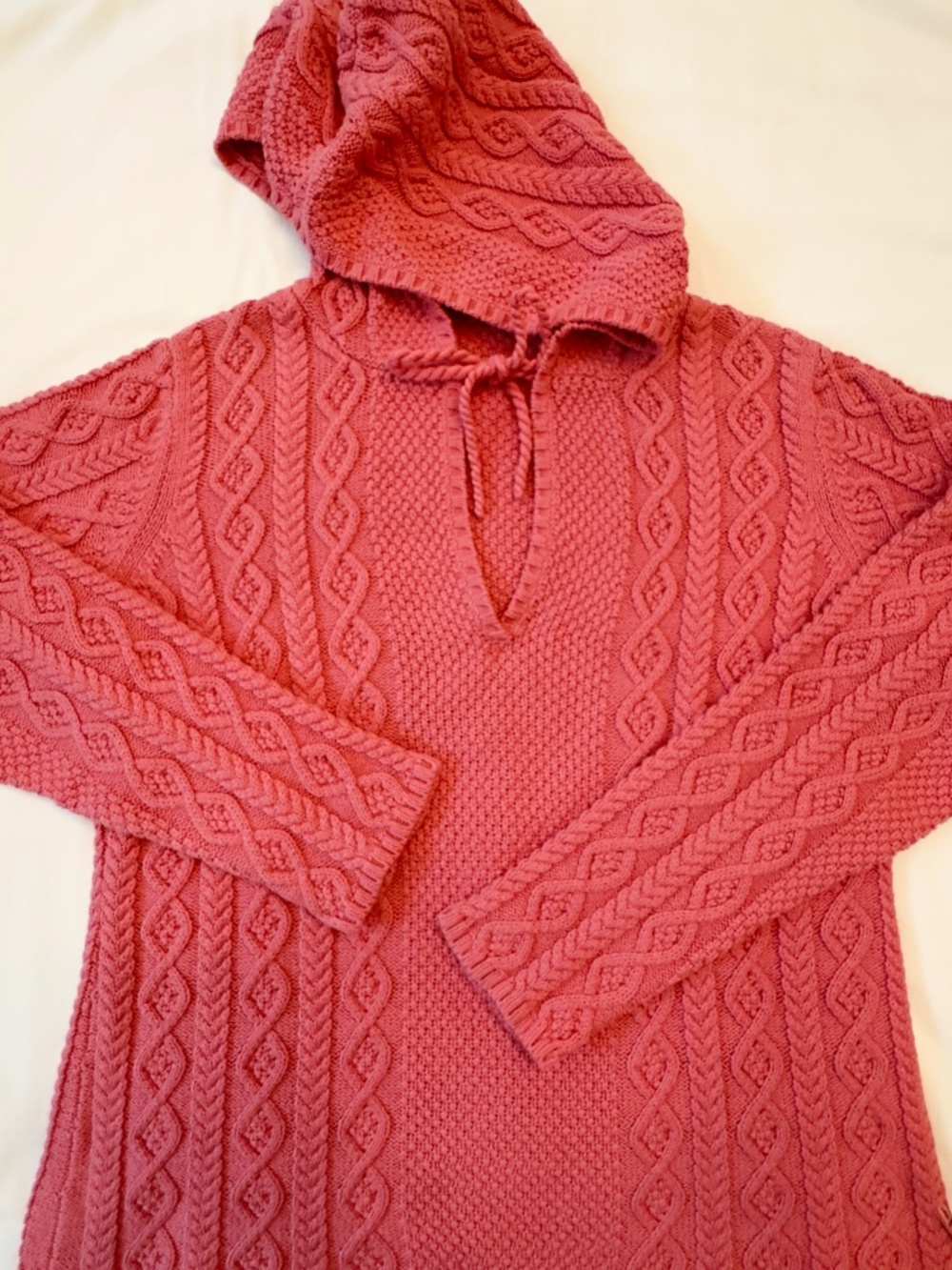 Polo Ralph Lauren Vintage Cable Knit Hoodie Pink XL